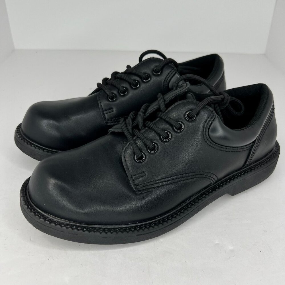 Safe T Step Mens 158798 Black Comfort Lace Up Derby Round Toe Size 7.5 Work Shoe